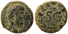 SYRIA, Seleucis and Pieria. Antioch. Lucius Verus, 161-169. As (bronze, 10.78 g, 22 mm). Laureate head right. Rev. Large S C; palm frond above, K–A fl...