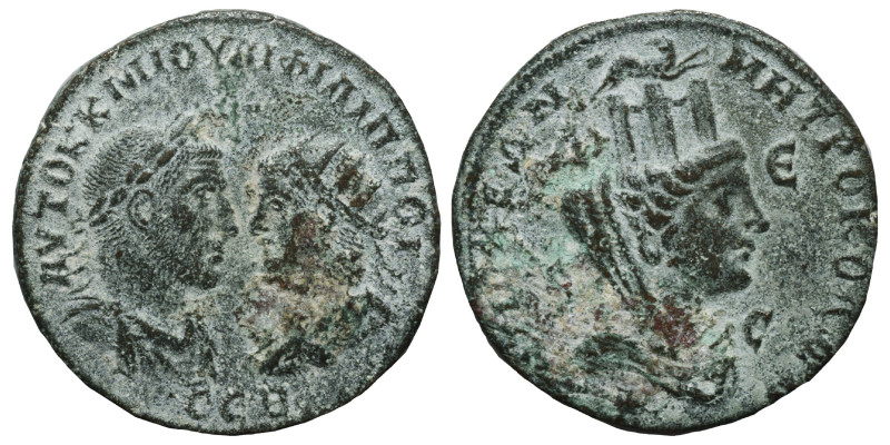 SYRIA, Seleucis and Pieria. Antioch. Philip I, with Philip II, 244-249. Ae (bron...