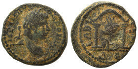 SYRIA, Seleucis and Pieria. Laodicea ad Mare. Elagabalus, 218-222. Ae (bronze, 4.88 g, 18 mm). Laureate head right. Rev. Turreted and draped bust of T...