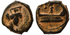 PALMYRENE. Palmyra. Pseudo-autonomous issue, circa 1st-3rd centuries AD. Ae (bronze, 0.63 g, 9 mm). Turreted bust of Tyche right. Rev. Astarte standin...