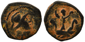 PALMYRENE. Palmyra. Pseudo-autonomous issue, circa 1st-3rd centuries AD. Ae (bronze, 0.70 g, 10 mm). Helmeted head of Athena right. Rev. Astarte stand...