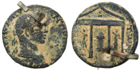 PHOENICIA. Tripolis. Elagabalus, 218-222. Ae (bronze, 16.74 g, 27 mm). Laureate, draped, and cuirassed bust right. Rev. Altar of Zeus Hagios tetrastyl...