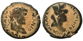 MESOPOTAMIA, Edessa. Caracalla, 198-217. Ae (bronze, 6.78 g, 21 mm). Laureate head of Caracalla to right. Rev. Turreted, veiled and draped bust of Tyc...