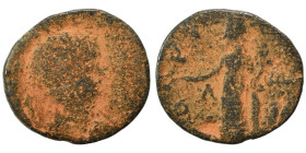 MESSENIA. Thuria. Geta, as Caesar, 197-209. Assarion (bronze, 3.37 g, 20 mm). Bare-headed, draped and cuirassed bust right. Rev. [Θ]OVPI[ATωN] / Λ - A...
