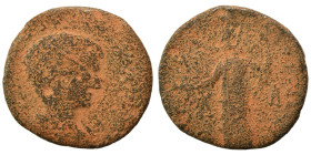 MESSENIA. Thuria. Geta, as Caesar, 197-209. Assarion (bronze, 3.19 g, 20 mm). Bare-headed, draped and cuirassed bust right. Rev. [ΘOVPIATωN] / Λ - A T...