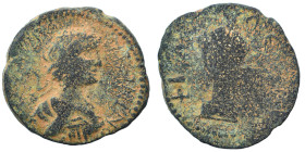 ARKADIA. Phigaleia. Caracalla, 198-217. Assarion (bronze, 5.45 g, 22 mm). Laureate head right. Rev. Hermes facing as a terminal figure, holding keryke...