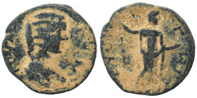LACONIA. Gythium. Julia Domna, 193-217. Assarion (bronze, 5.01 g, 22 mm). Draped bust right. Rev.  ΓΥΘ[ЄΑ]ΤωΝ Apollo (?) standing to right. BCD Pelopo...