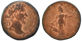SYRIA, Seleucis and Pieria. Laodicea ad Mare. Marcus Aurelius, 161-180. Ae (bronze, 7.85 g, 23 mm). Laureate head of Marcus Aurelius right. Rev. Turre...