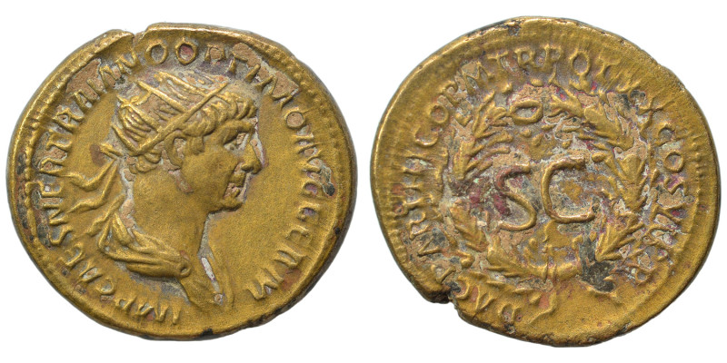 Trajan, 98-117. Semis (bronze, 4.93 g, 20 mm), Rome, for use in Syria. IMP CAES ...