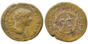 Trajan, 98-117. Semis (bronze, 4.93 g, 20 mm), Rome, for use in Syria. IMP CAES NER TRAIANO OPTIMO AVG GERM Radiate bust of Trajan to right, with slig...