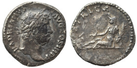 Hadrian, 117-138. Denarius (silver, 2.80 g, 17 mm), Rome. HADRIANVS AVG COS III P P Laureate head of Hadrian to right. Rev. AFRICA Africa reclining le...