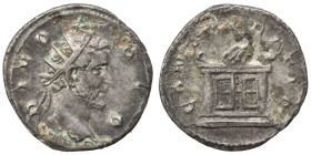 Divus Antoninus Pius. Died 161 AD. Antoninianus (silver, 3.34 g, 22 mm), consecration issue, Rome. DIVO PIO Radiate head of Antoninus Pius right. Rev....