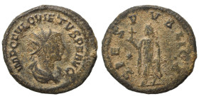 Quietus, usurper, 260-261. Antoninianus (billon, 3.89 g, 20 mm), Samosata. IMP C FVL QVIETVS P F AVG Radiate, draped and cuirassed bust right. Rev. SP...