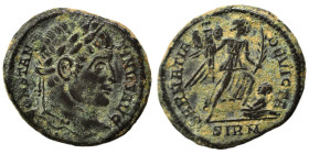 Constantine I, 307/310-337. Follis (bronze, 2.90 g, 19 mm), Sirmium. CONSTAN-TINVS AVG Laureate head of Constantine I to right. Rev. SARMATIA DEVICTA ...