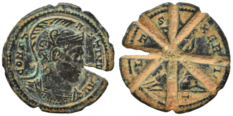 Constantine I, 307/310-337. Follis, converted into gaming token or weight (bronz...