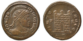 Constantine I, 307/310-337. Follis (bronze, 3.64 g, 19 mm). Rome. CONSTANTINVS AVG Helmeted, laurate and cuirassed bust of Constantine I to the right;...