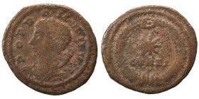 Commemorative Series, 330. Ae (bronze, 0.97 g, 15 mm), Constantinople. POP ROMANVS Laureate and draped bust of the Genius Populi Romanus to left, with...