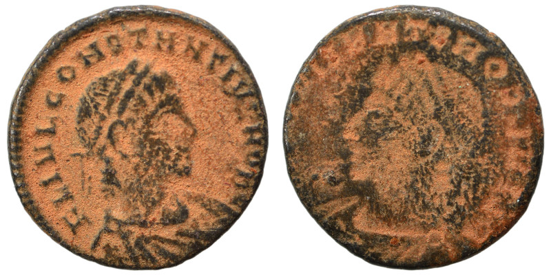 Constantius II, 337-361. Brockage follis (bronze, 1.48 g, 15 mm), Antioch. FL IV...