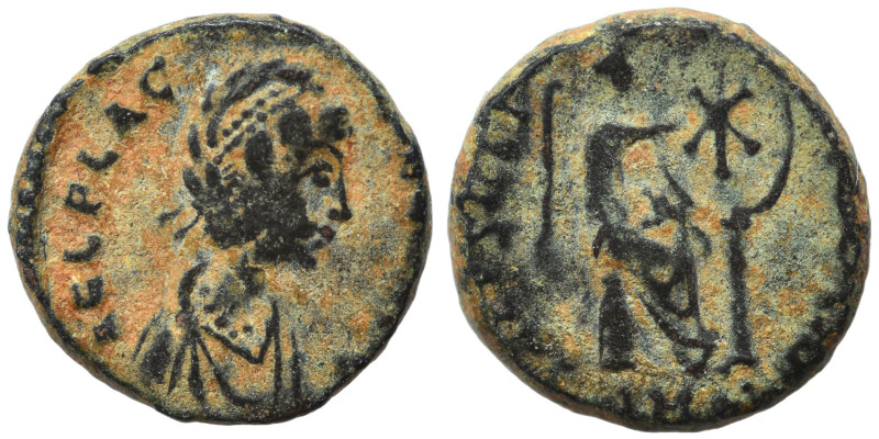 Aelia Flacilla, 383 - 388. Ae (bronze, 1.76 g, 12 mm), Antioch. AEL FLAC[ILLA AV...