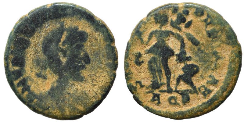 Valentinian III (?), 425-455. Ae (bronze, 1.34 g, 10 mm), Aquileia. Diademed, dr...