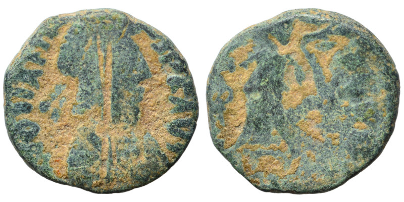 Johannes, usurper, 423-425. Ae (bronze, 1.31 g, 12 mm), Rome. Pearl-diademed, dr...