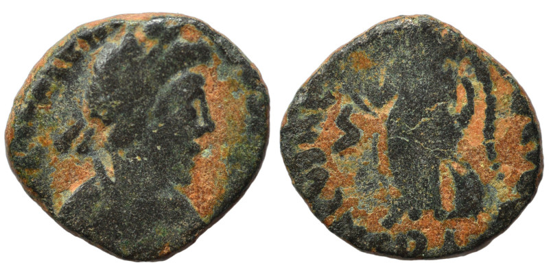 Uncertain, circa 5th centuries AD. Ae (bronze, 1.06 g, 11 mm). Diademed, draped,...