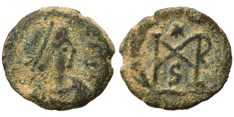 Marcian, 450-457. Nummus (bronze, 0.81 g, 10 mm), Constantinople. Diademed, drap...