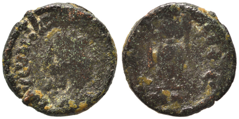 Majorian, 457-461. Ae (bronze, 0.64 g, 10 mm), Ravenna. D N IVL MAIORIANVS Diade...