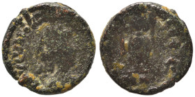 Majorian, 457-461. Ae (bronze, 0.64 g, 10 mm), Ravenna. D N IVL MAIORIANVS Diademed, draped, and cuirassed bust right. Rev. VICTORIA AVGGG Victory adv...