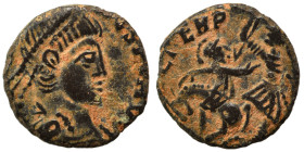 Barbaric or vandals imitation of Roman follis. Ae (bronze, 0.64 g, 10 mm). Nearly very fine.