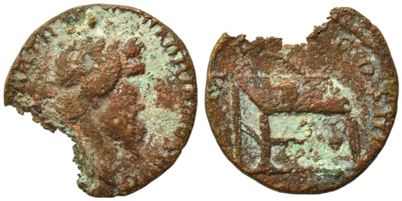 Hadrian, 117-138. Quadrans (bronze, 1.68 g, 16 mm), Rome. Laureate head of Jupit...