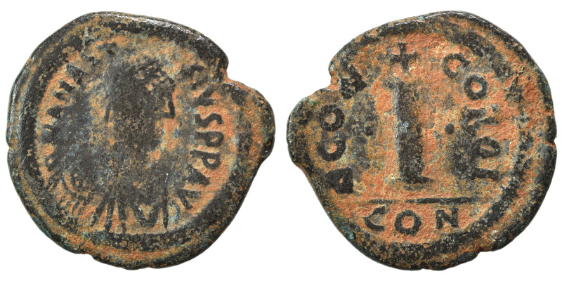 Anastasius I, 491-518. Decanummium (bronze, 3.88 g, 21 mm), Constantinople. DN A...