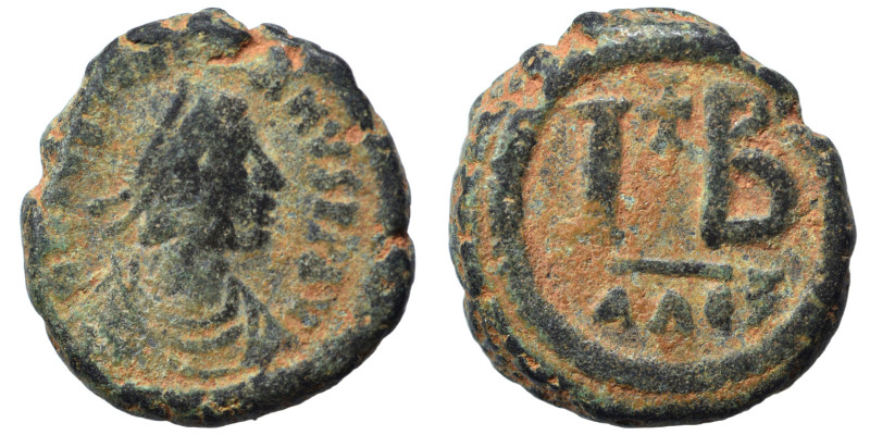 Justinian I, 527-565. Nummi (bronze, 5.90 g, 18 mm), Alexandria. Blundered legen...