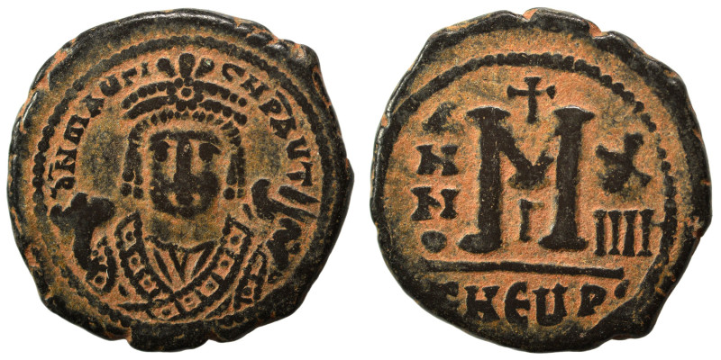 Maurice Tiberius, 582-602. Follis (bronze, 10.55 g, 27 mm), Theoupolis (Antioch)...