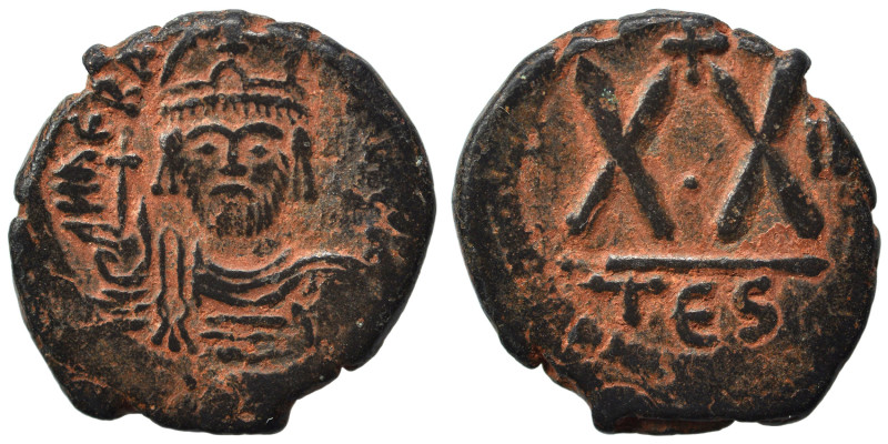 Heraclius, 610-641. Half follis (bronze, 4.61 g, 20 mm), Thessalonica. d N hЄRA[...