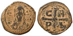 Romanus IV Diogenes, 1068-1071. Follis (bronze, 8.60 g, 28 mm), Constantinople. IC-XC, NI-KA Nimbate bust of Christ facing, raising his right hand in ...