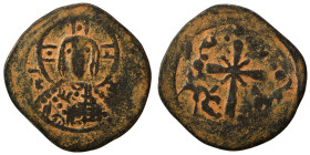 Anonymous, time of Nicephorus III, 1078-1081. Follis (bronze, 4.25 g, 25 mm). Facing bust of Christ Pantokrator. Rev. Latin cross with central X and g...