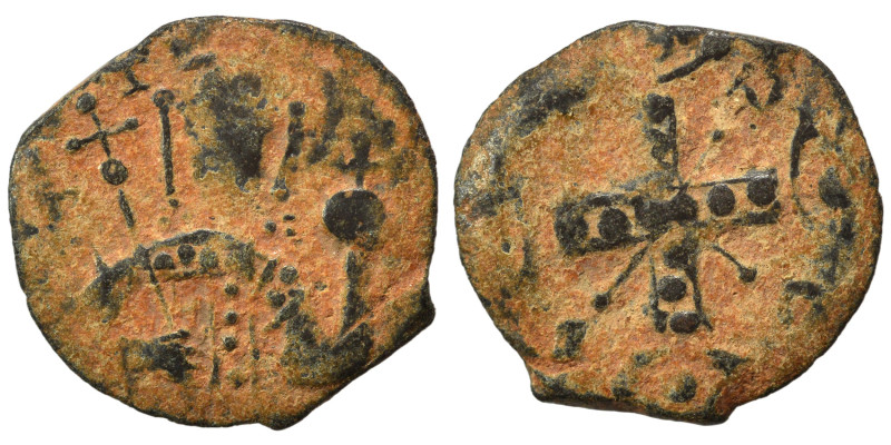 Uncertain, circa 11/12th centuries. Ae (bronze, 1.59 g, 17 mm). Half-length impe...