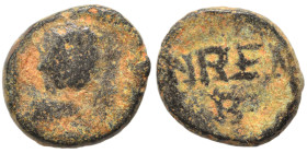 OSTROGOTHS. Baduila, 541-552. Nummus (bronze, 0.87 g, 9 mm), Ticinum. Pearl-diademed, draped and cuirassed bust right. Rev. DN REX in field below, B. ...