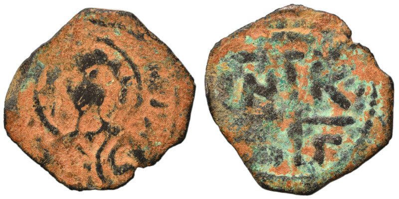 CRUSADERS (?) Uncertain. Ae (bronze, 1.70 g, 23 mm). Nimbate bust of Christ faci...