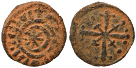 CRUSADERS. County of Tripoli. Raymond III, 1152-1187. Pougeoise (bronze, 0.86 g, 16 mm). CIVITAS TRIPOLIIS Crescent with eight-pointed star within cir...