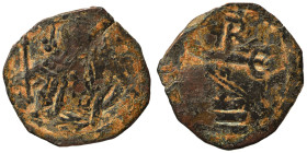 CRUSADERS. Cyprus. Richard I 'the Lionheart', King of England, 1189-1199. Tetarteron (bronze, 0.55 g, 15 mm), Limassol. Crowned facing bust of Richard...