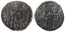 ITALY. Venice. Antonio Veniero, 1382-1400. Grosso (silver, 1.78 g, 22 mm). ANTO' VENERIO / DVX / S M VENETI St. Mark, on the right, standing facing, h...