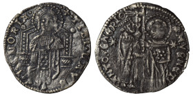 ITALY. Venice. Antonio Veniero, 1382-1400. Grosso (silver, 1.69 g, 21 mm). ANTO' VENERIO / DVX / S M VENETI St. Mark, on the right, standing facing, h...