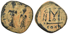 Persian Occupation of Syria, 610-630. Fals (bronze, 8.42 g, 27 mm). Imitating a Byzantine nummus of Heraclius and Heraclius Constantine. Two figures s...