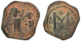 Persian Occupation of Syria, 610-630. Fals (bronze, 5.43 g, 26 mm). Imitating a Byzantine nummus of Heraclius and Heraclius Constantine. Two emperors ...