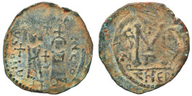 Persian Occupation of Syria, 610-630. Fals (bronze, 7.54 g, 30 mm). Imitating a Byzantine nummus of Heraclius and Heraclius Constantine of Antioch. Tw...