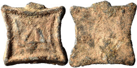 UNCERTAIN EAST. Weight of 4 Drachms (lead, 13.22 g, 27x26 mm), Levantine region, circa 2nd century BC to 2nd century AD. Large Δ within linear square....