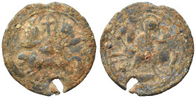 Medieval amulet, circa 11-13th centuries (bronze, 4.54 g, 23 mm). Fine.