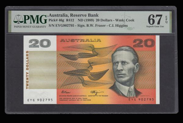 Australia 20 Dollars (1989) Fraser and Higgins Pick 46g EYG902795 PMG 67 EPQ des...